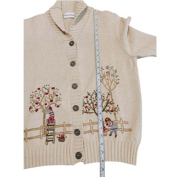 Alfred Dunner Cardigan Sweater Embroidered Button Up Knit Ramie Cream Womens XL - Picture 5 of 8